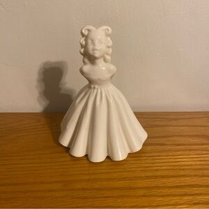 Vintage Holland Mold Ceramic Girl with the Summer Dress Glossy White